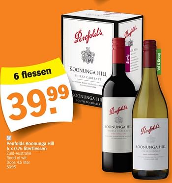 Promotions Penfolds koonunga hill - Vins rouges - Valide de 04/12/2023 à 10/12/2023 chez Albert Heijn