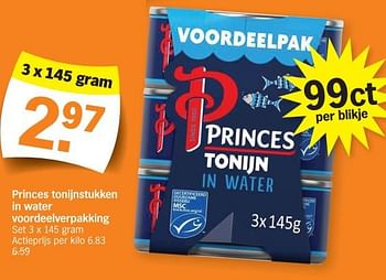 Promotions Princes tonijnstukken in water - Princes - Valide de 04/12/2023 à 10/12/2023 chez Albert Heijn