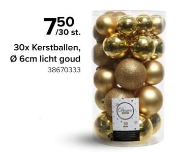 Promoties 30x kerstballen, licht goud - Huismerk - Euroshop - Geldig van 17/11/2023 tot 31/12/2023 bij Euro Shop