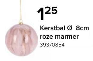 Promoties Kerstbal roze marmer - Huismerk - Euroshop - Geldig van 17/11/2023 tot 31/12/2023 bij Euro Shop