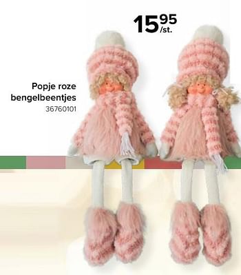 Promoties Popje roze bengelbeentjes - Huismerk - Euroshop - Geldig van 17/11/2023 tot 31/12/2023 bij Euro Shop