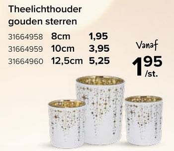 Promoties Theelichthouder gouden sterren - Huismerk - Euroshop - Geldig van 17/11/2023 tot 31/12/2023 bij Euro Shop