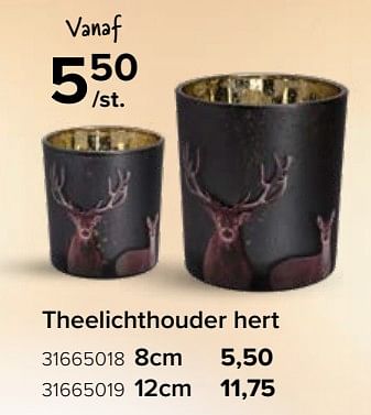 Promoties Theelichthouder hert - Huismerk - Euroshop - Geldig van 17/11/2023 tot 31/12/2023 bij Euro Shop