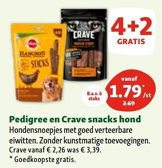Promoties Pedigree en crave snacks hond - Huismerk - Maxi Zoo - Geldig van 06/12/2023 tot 11/12/2023 bij Maxi Zoo
