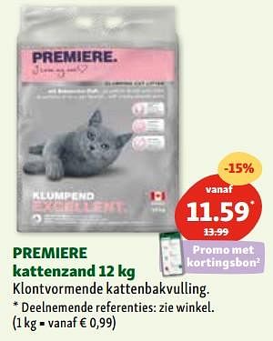 Promoties Premiere kattenzand - Premiere - Geldig van 06/12/2023 tot 11/12/2023 bij Maxi Zoo