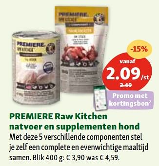 Promoties Premiere raw kitchen natvoer en supplementen hond - Premiere - Geldig van 06/12/2023 tot 11/12/2023 bij Maxi Zoo