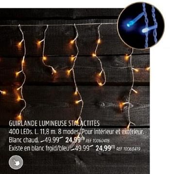 Promotions Guirlande lumineuse stalactites 400 leds - Produit maison - Brico - Valide de 29/11/2023 à 28/12/2023 chez Brico