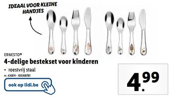 Promoties 4-delige bestekset voor kinderen - Ernesto - Geldig van 06/12/2023 tot 12/12/2023 bij Lidl