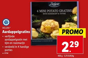 Promotions Aardappelgratins - Deluxe - Valide de 06/12/2023 à 12/12/2023 chez Lidl