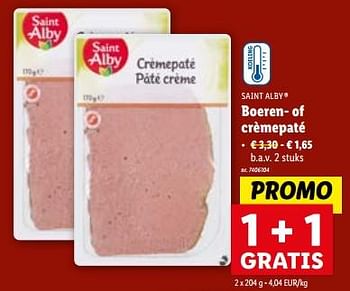Promoties Boeren- of crèmepaté - Saint Alby - Geldig van 06/12/2023 tot 12/12/2023 bij Lidl