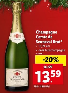 Promotions Champagne comte de senneval brut - Champagne - Valide de 06/12/2023 à 12/12/2023 chez Lidl