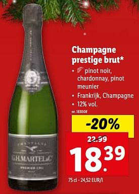 Promoties Champagne prestige brut - Champagne - Geldig van 06/12/2023 tot 12/12/2023 bij Lidl