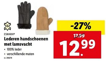 Promoties Lederen handschoenen met lamsvacht - Esmara - Geldig van 06/12/2023 tot 12/12/2023 bij Lidl