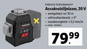 Promoties Parkside performance accukruislijnlaser, 20 v - Parkside - Geldig van 06/12/2023 tot 12/12/2023 bij Lidl