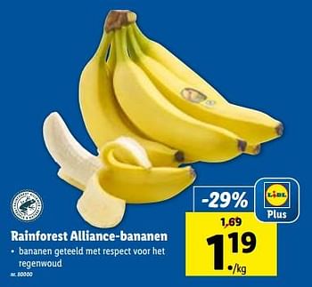 Promoties Rainforest alliance-bananen - Huismerk - Lidl - Geldig van 06/12/2023 tot 12/12/2023 bij Lidl