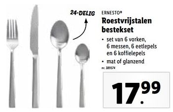 Promoties Roestvrijstalen bestekset - Ernesto - Geldig van 06/12/2023 tot 12/12/2023 bij Lidl