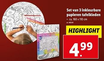 Promoties Set van 3 inkleurbare papieren tafelkleden - Huismerk - Lidl - Geldig van 06/12/2023 tot 12/12/2023 bij Lidl