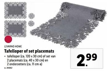 Promoties Tafelloper of set placemats - Livarno - Geldig van 06/12/2023 tot 12/12/2023 bij Lidl