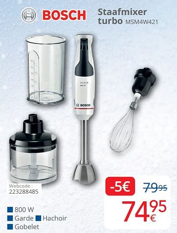 Promoties Bosch staafmixer turbo msm4w421 - Bosch - Geldig van 01/12/2023 tot 31/12/2023 bij Eldi