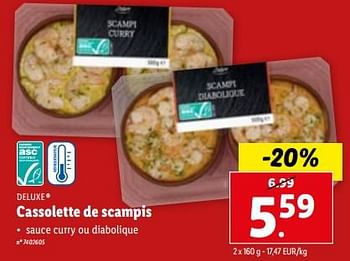 Promotions Cassolette de scampis - Deluxe - Valide de 06/12/2023 à 12/12/2023 chez Lidl