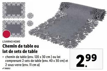 Promoties Chemin de table ou lot de sets de table - Livarno - Geldig van 06/12/2023 tot 12/12/2023 bij Lidl