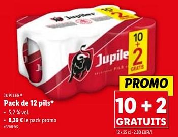 Promotions Pack de 12 pils - Jupiler - Valide de 06/12/2023 à 12/12/2023 chez Lidl