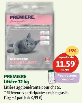 Promotions Premiere litière - Premiere - Valide de 06/12/2023 à 11/12/2023 chez Maxi Zoo