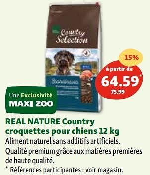 Promotions Real nature country croquettes pour chiens - Real Nature - Valide de 06/12/2023 à 11/12/2023 chez Maxi Zoo