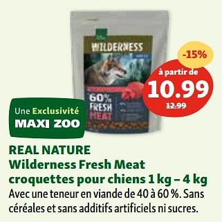 Promotions Real nature wilderness fresh meat croquettes pour chiens - Real Nature - Valide de 06/12/2023 à 11/12/2023 chez Maxi Zoo