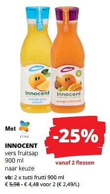 Promoties Innocent vers fruitsap tutti frutti - Innocent - Geldig van 30/11/2023 tot 13/12/2023 bij Spar (Colruytgroup)