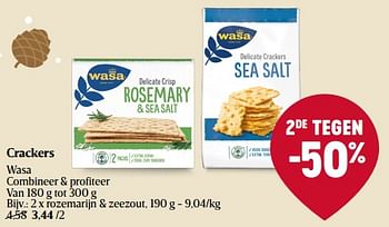 Promoties Crackers wasa rozemarijn + zeezout - Wasa - Geldig van 07/12/2023 tot 13/12/2023 bij Delhaize