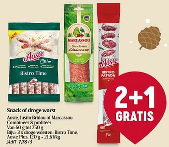 Promoties Droge worsten, bistro time, aoste plus - Aoste - Geldig van 07/12/2023 tot 13/12/2023 bij Delhaize
