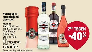 Promoties Martini vermout wit - Martini - Geldig van 07/12/2023 tot 13/12/2023 bij Delhaize