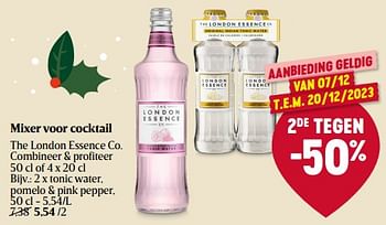 Promoties Mixer voor cocktail the london essence co. tonic water, pomelo + pink pepper - London Essence - Geldig van 07/12/2023 tot 13/12/2023 bij Delhaize