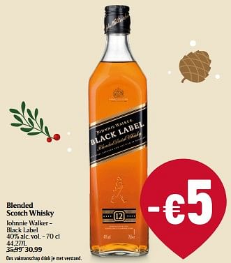 Promoties Blended scotch whisky johnnie walker - black label - Johnnie Walker - Geldig van 07/12/2023 tot 13/12/2023 bij Delhaize