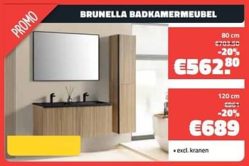 Promotions Brunella badkamermeubel 80 cm - Produit maison - Bouwcenter Frans Vlaeminck - Valide de 04/12/2023 à 31/12/2023 chez Bouwcenter Frans Vlaeminck