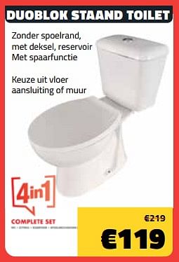 Promotions Duoblok staand toilet - Produit maison - Bouwcenter Frans Vlaeminck - Valide de 04/12/2023 à 31/12/2023 chez Bouwcenter Frans Vlaeminck