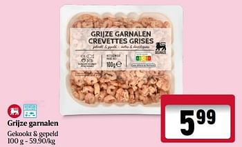 Promoties Grijze garnalen gekookt + gepeld - Huismerk - Delhaize - Geldig van 07/12/2023 tot 13/12/2023 bij Delhaize