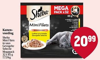 Promoties Kattenvoeding sheba mini filets in saus gevogelte selectie - Sheba - Geldig van 07/12/2023 tot 13/12/2023 bij Delhaize