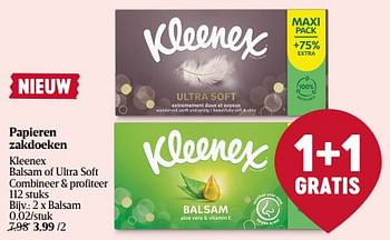 Promoties Papieren zakdoeken kleenex balsam - Kleenex - Geldig van 07/12/2023 tot 13/12/2023 bij Delhaize