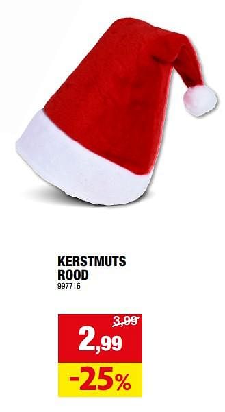 Promoties Kerstmuts rood - Huismerk - Hubo  - Geldig van 06/12/2023 tot 17/12/2023 bij Hubo