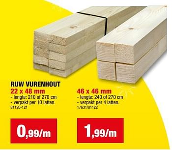 Promotions Ruw vurenhout - Produit maison - Hubo  - Valide de 06/12/2023 à 17/12/2023 chez Hubo