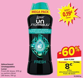 Promotions Adoucissant unstoppables fresh - Lenor - Valide de 06/12/2023 à 09/12/2023 chez Carrefour
