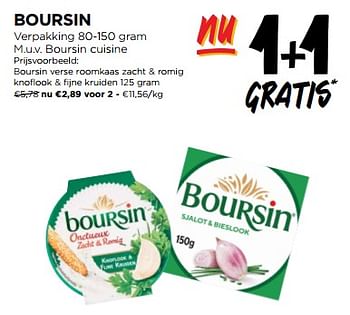 Promoties Boursin verse roomkaas zacht + romig knoflook + fijne kruiden - Boursin - Geldig van 06/12/2023 tot 12/12/2023 bij Jumbo
