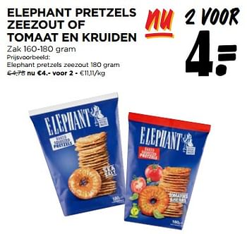 Promoties Elephant pretzels zeezout - Elephant - Geldig van 06/12/2023 tot 12/12/2023 bij Jumbo