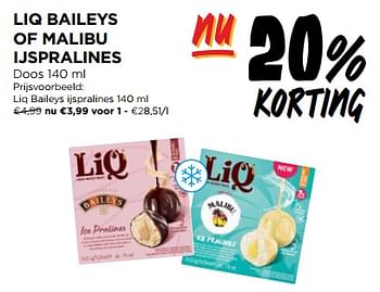Promoties Liq baileys ijspralines - Liq - Geldig van 06/12/2023 tot 12/12/2023 bij Jumbo