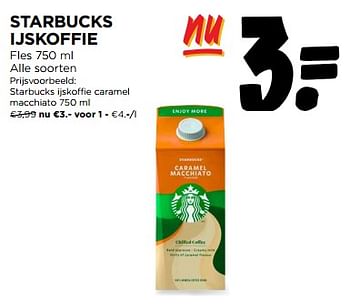 Promoties Starbucks ijskoffie caramel macchiato - Starbucks - Geldig van 06/12/2023 tot 12/12/2023 bij Jumbo