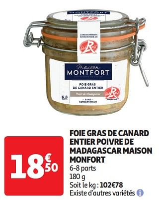 Maison Montfort Foie gras de canard entier poivre de madagascar