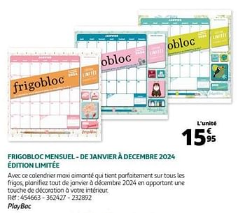Produit Maison - Auchan Ronq Frigobloc mensuel - de janvier à decembre 2024  édition limitée - En promotion chez Auchan Ronq