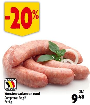 Promoties Worsten varken en rund - Huismerk - Smatch - Geldig van 06/12/2023 tot 12/12/2023 bij Smatch